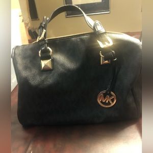 Michael Kors Monogram Grayson Large Satchel - Black